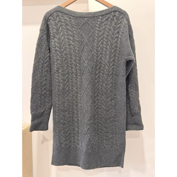 J.Crew Womens S Charcoal Wool Alpaca Boat Neck Relaxed Cable Knit Sweater Dress - Picture 2 of 8